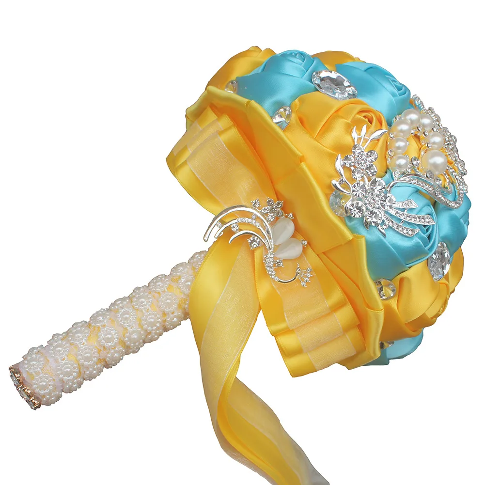 Высококачественная Золотая Роза искусственные цветы букет с кристальным