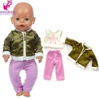 17 дюймов Кукла Одежда оливково-зеленая куртка, рубашка и штаны, для 18 дюймов Девушка Одежда для кукол наряд