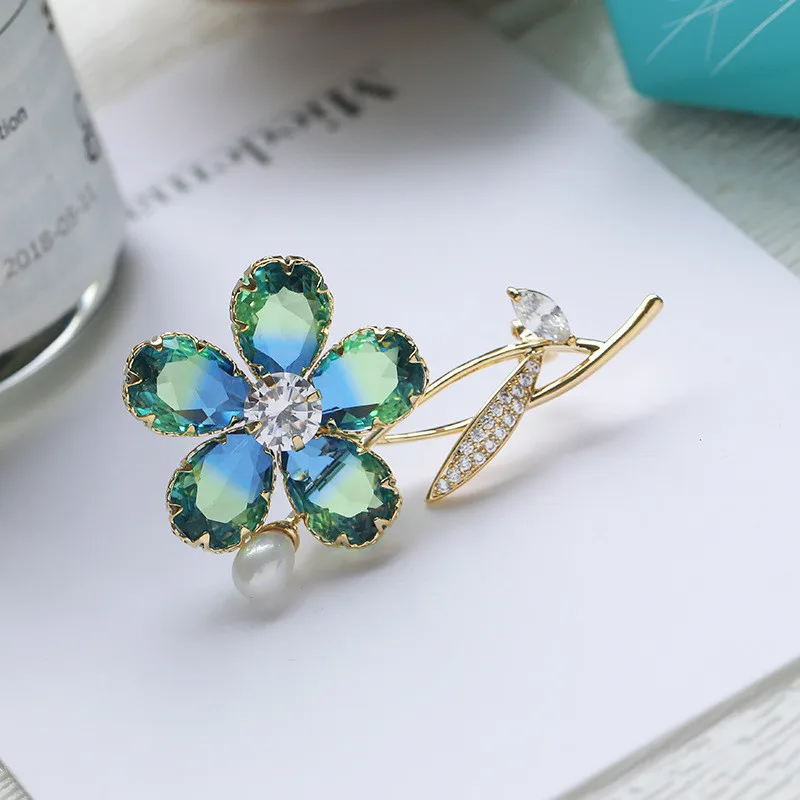 Элегантные Красочные турмалиновые Броши для женщин Романтический цветок