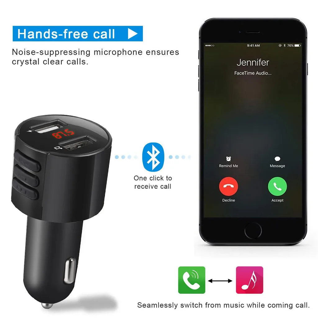 CARPRIE Bluetooth автомобильное USB зарядное устройство fm-передатчик беспроводной радио адаптер MP3 плеер 3.4A Быстрая зарядка USB зарядное устройство Handsfree