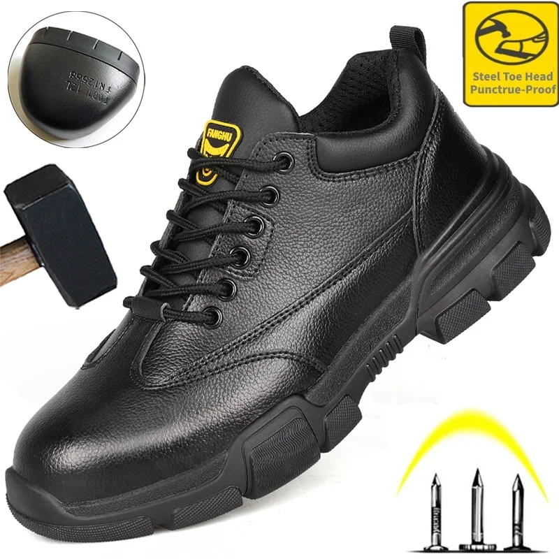 

Construction Safety Shoes Men Oil And Water Resistant Industrial Shoes Puncture-Proof Work Shoes Boots Men Steel Toe Shoes 2021