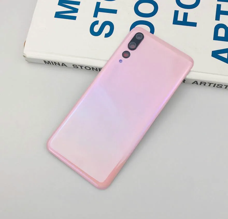 Для huawei P20 Pro Задняя стеклянная крышка батареи задняя дверь Корпус чехол панель для huawei P20 Pro Задняя стеклянная крышка с объективом камеры - Цвет: Pink With Lens