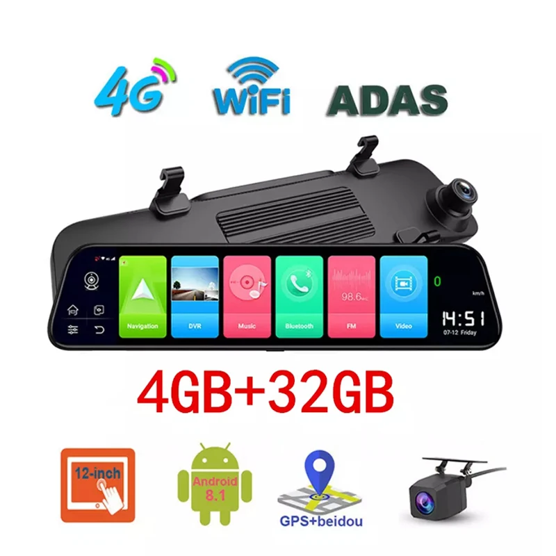 Автомобильный видеорегистратор 4G зеркало заднего вида Wi Fi Android HD
