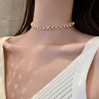 mengjiqiao korean elegant pearl circle choker necklace for women girs fashion zircon wedding bijoux colares party jewelry