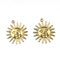 20pcs metal raw brass sun face charm pendant for diy necklace earrings jewelry making accessories 22x25mm