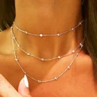 Ожерелье-цепочка с круглыми фианитами, серебристые, 100%925, 4685102 см
