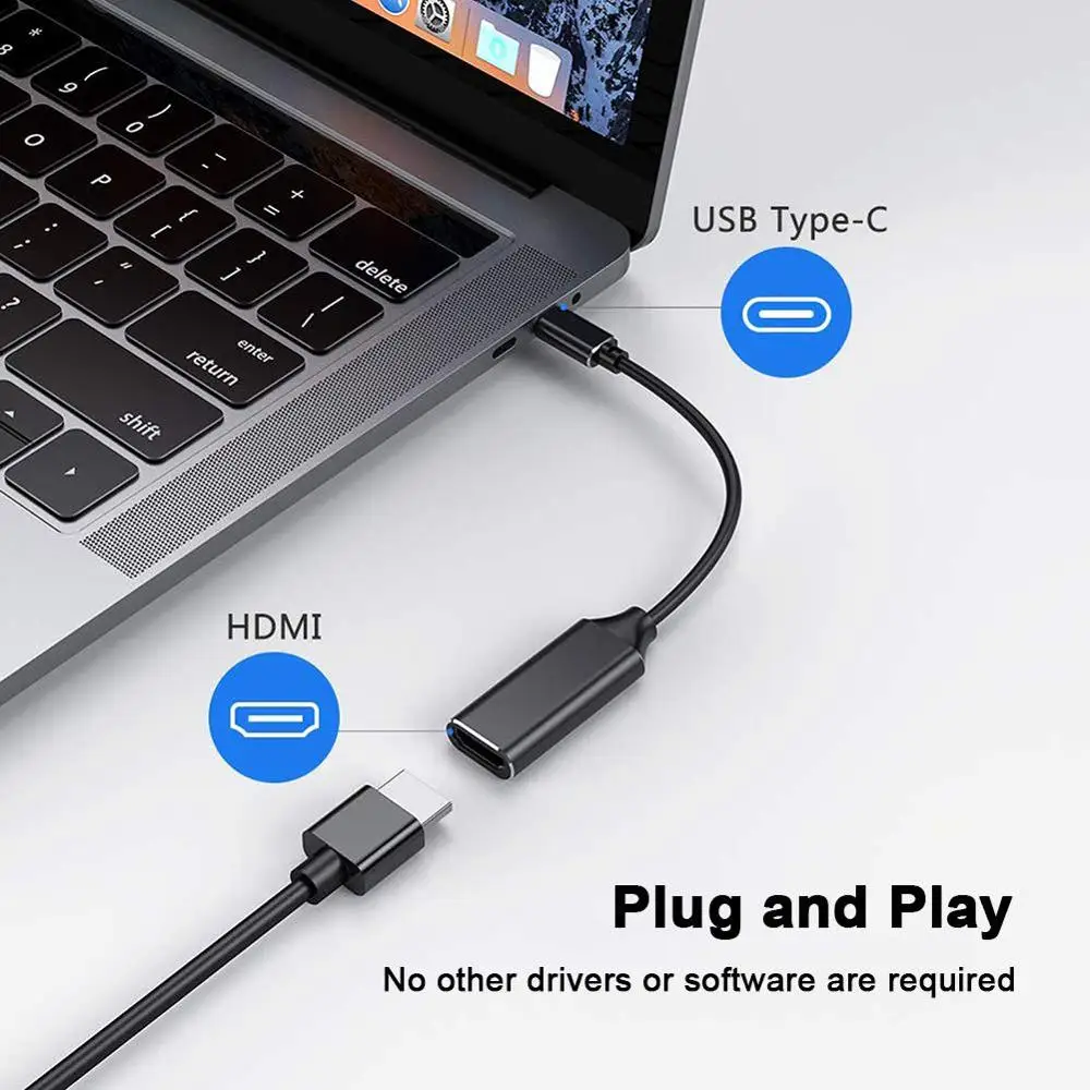 Кабель-Переходник USB C на HDMI адаптер 4K 30 Гц кабель типа для MacBook Samsung Galaxy S10 Huawei Mate P20