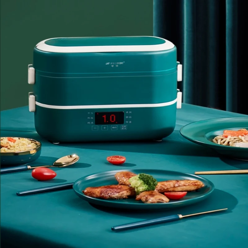 

Lunch Box 2 Layers Ceramic Lunch Cooker Heater Portable Food Steamer Rice Cooking Lunchbox Warmer Automatic Heating Timing Smart