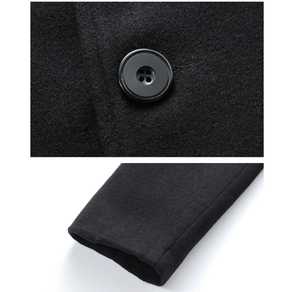 

Fashion Men Winter Solid Color Long Woolen Coat Single Breasted Jacket Overcoat