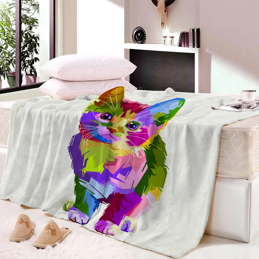 Одеяло из шерпы в виде кошки на кровати уникальное плюшевое покрывало животного