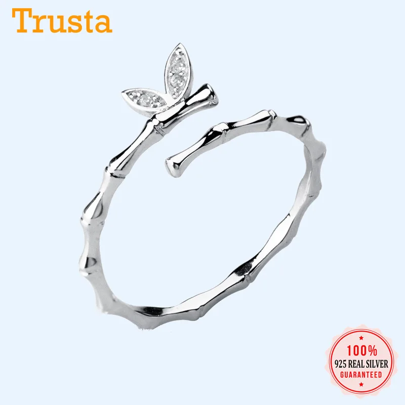Trustdavis Genuine 925 Sterling Silver Animal Butterfly Bamboo Opening Finger Ring For Women Sterling Silver Jewelry Gift DA417