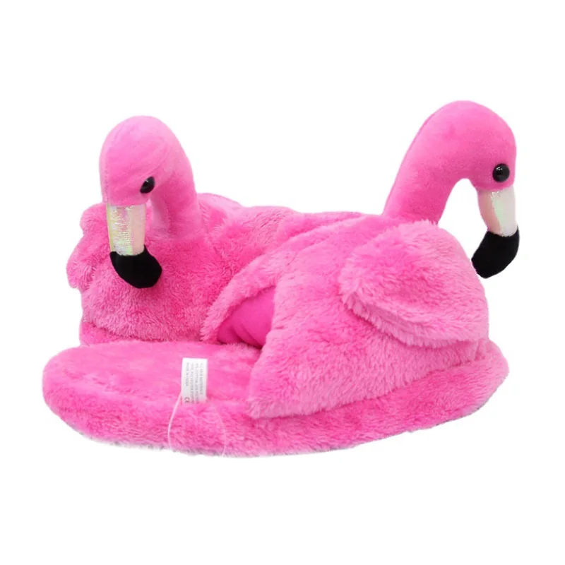Winter New Cotton Slippers Cute Soft Cute Flamingo Slippers Half Pack Cartoon Plush Slippers Home Warm Cotton Shoes Floor Shoes
