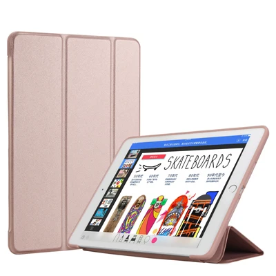 Чехол для нового iPad 9,7 дюймов Air1/2 PFHEU, мягкий силиконовый чехол с функцией автоматического пробуждения/сна - Цвет: Rose gold