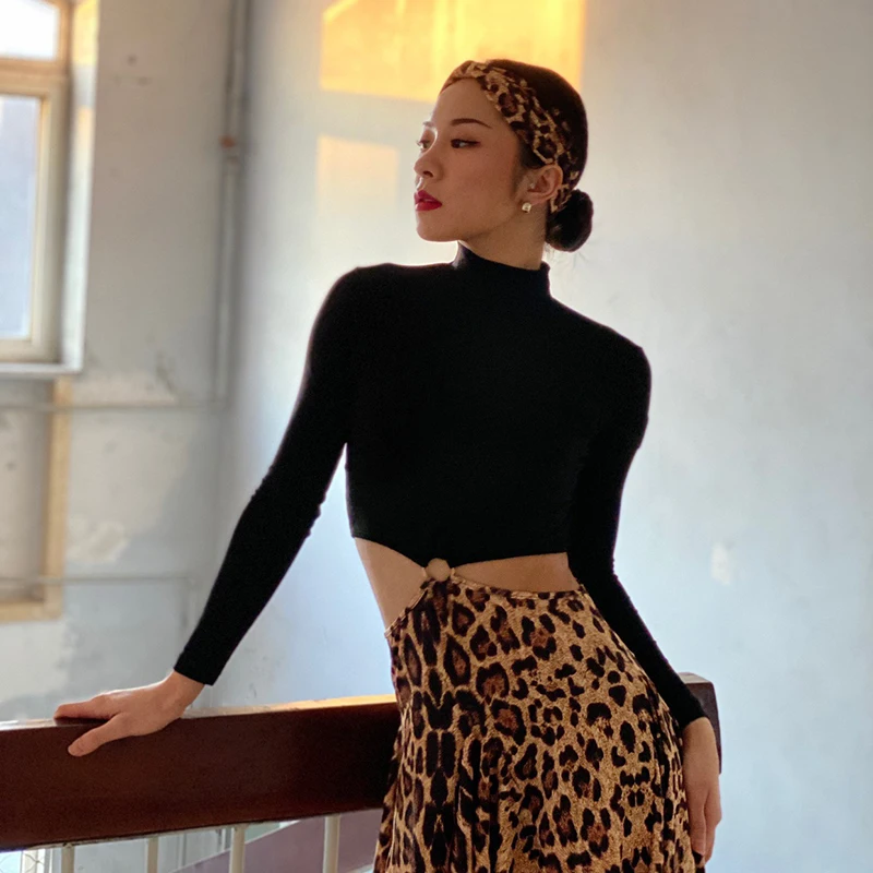 New Latin Dance Dress Women Practice Dancewear Leopard Salsa Rumba Modern Costumes Clothes DQS6458 | Тематическая одежда и