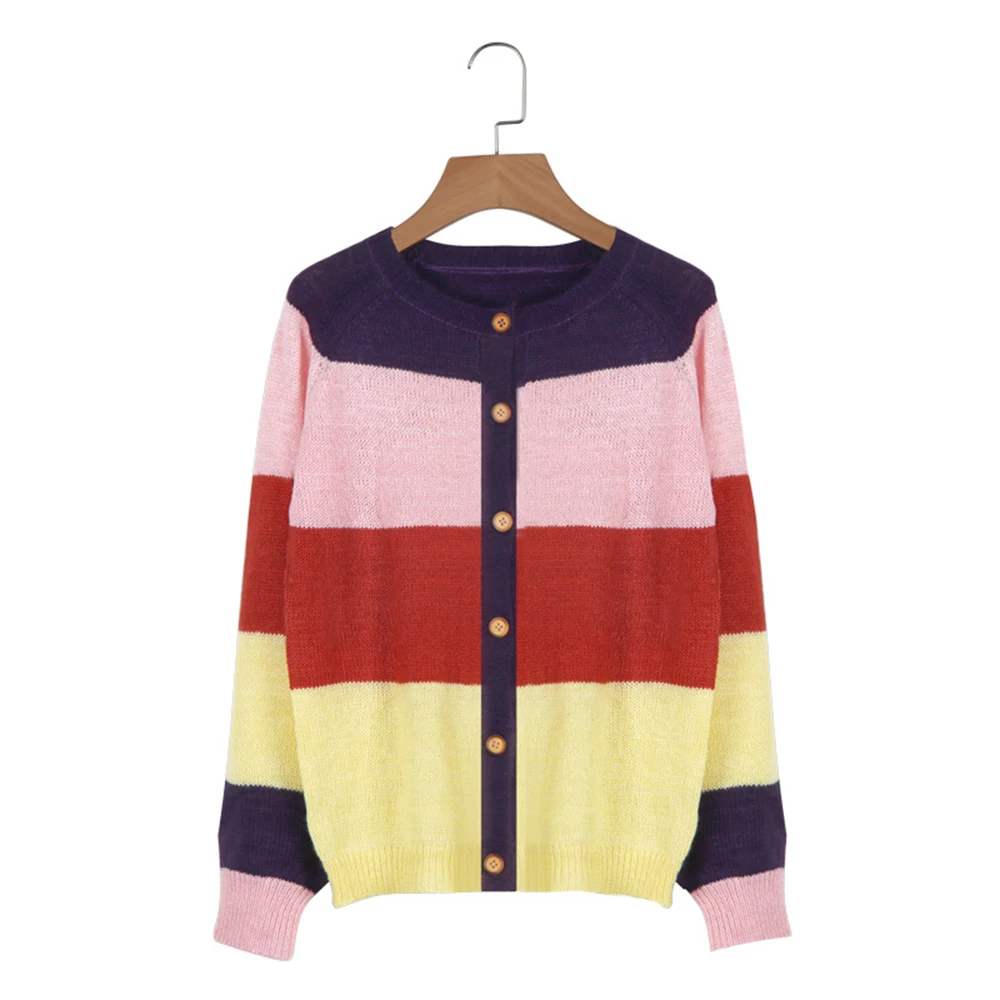 

Fashion Women Winter Striped Cardigans Autumn Winter Long Sleeve Single Breasted Knit Sweater Coat Sueter Mujer Invierno 2019