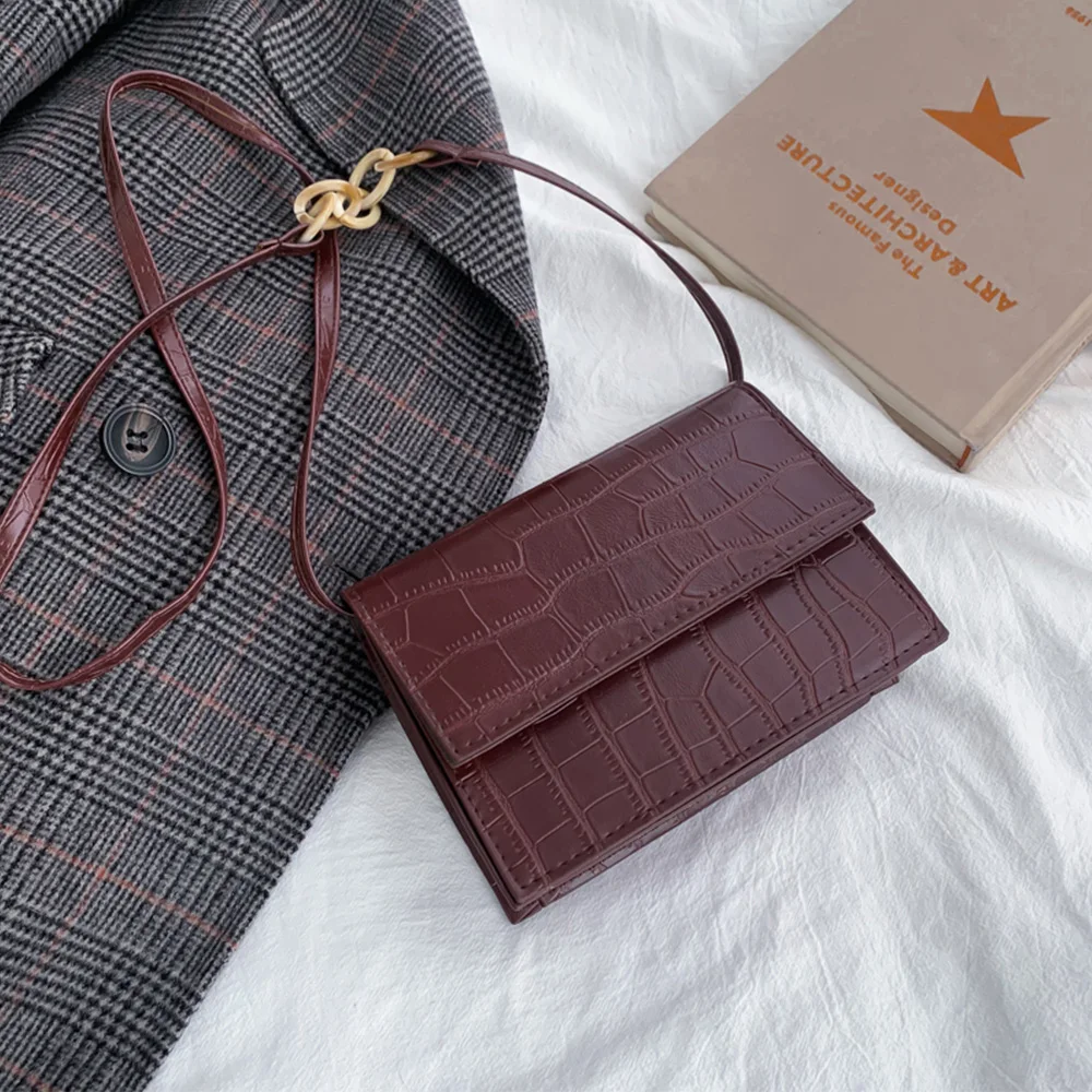 Stone Pattern Leather Crossbody Bag Women Fashion Design Vintage Sac a Main Designer Bags Famous Brand Bolsa Feminina | Багаж и сумки