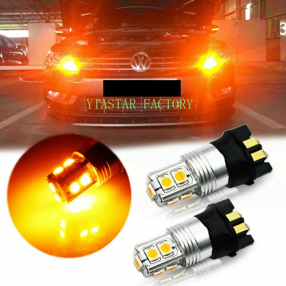 2 шт. янтарно-Желтые СВЕТОДИОДНЫЕ Лампы Canbus 10-SMD PW24W PWY24W для Audi A3 A4 A5 Q3 VW MK7 Golf CC Ford Fusion
