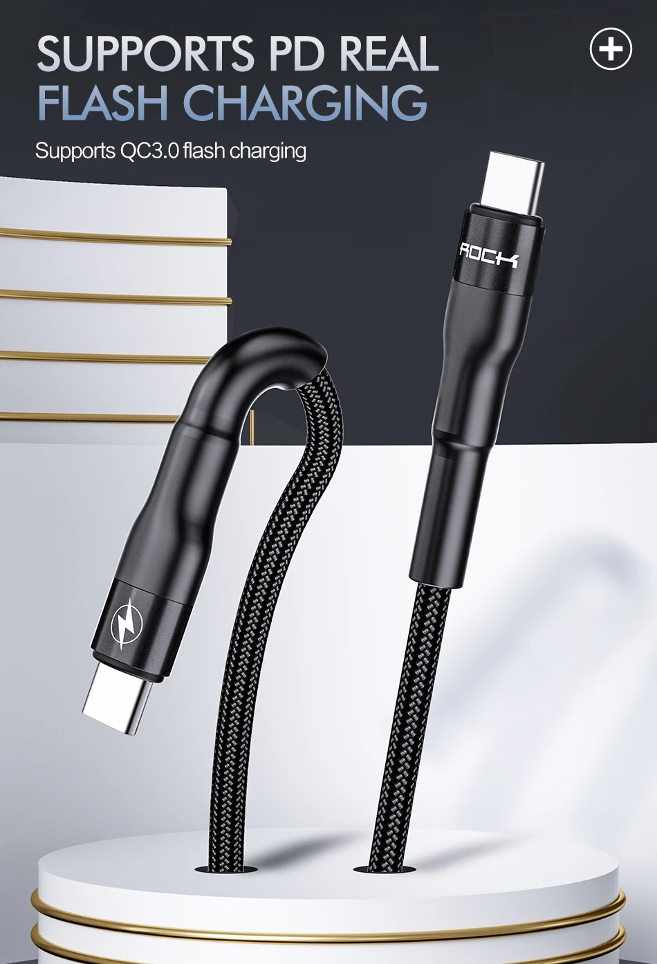 ROCK 60 Вт PD USB C к usb type C кабель для Macbook Xiaomi Redmi Note 8 Pro Quick Charge QC4.0 PD Быстрая зарядка кабель для зарядного устройства