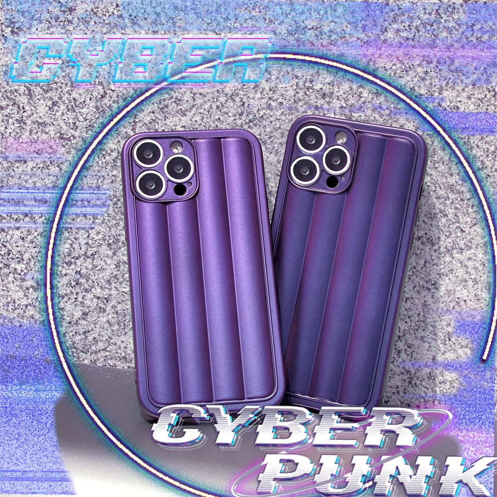 

Roman column phone case for iPhone 13 12 11 Pro Max Dazzling purple striped shell for iPhone X XR Xs Max Silica gel soft shell