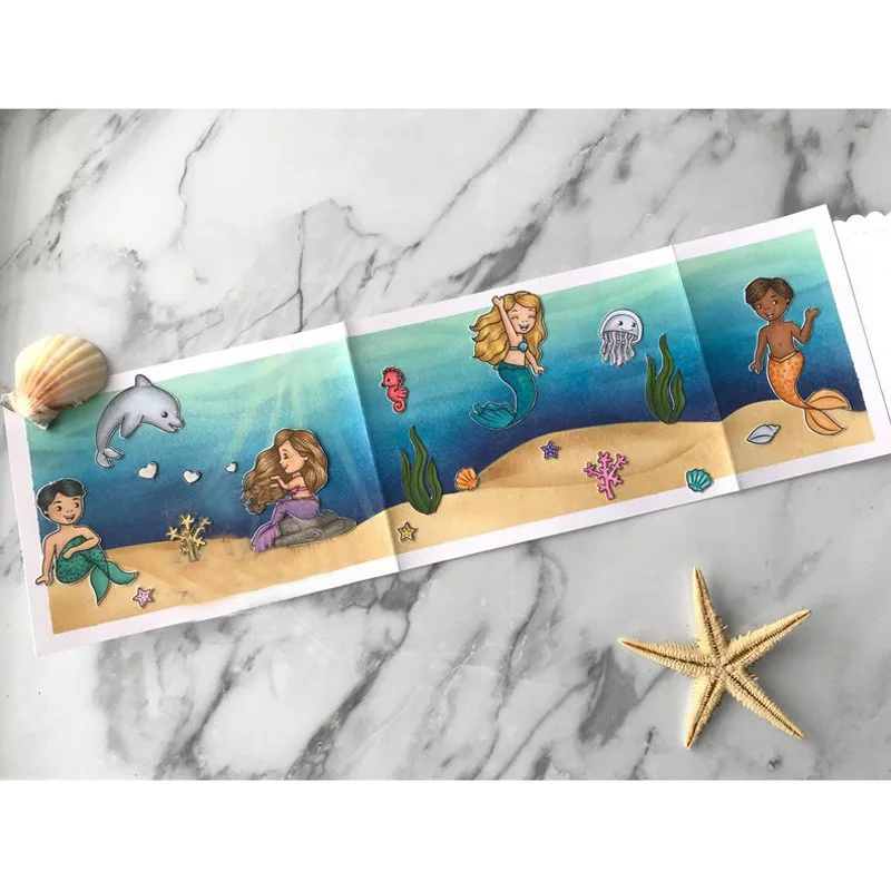 JCarter прозрачные штампы Скрапбукинг Русалка Дельфин Силиконовые печати трафарет