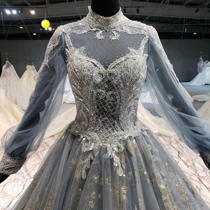 BGW 2020 Luxury Evening Dress Long Sleeve High Neck Mother Of The Bride Dress Party Dresses Women Evening Gown Платье Вечернее