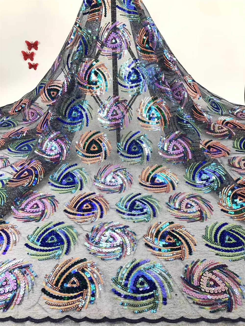 Популярная многоцветная блестящая кружевная ткань 2020 Высококачественная