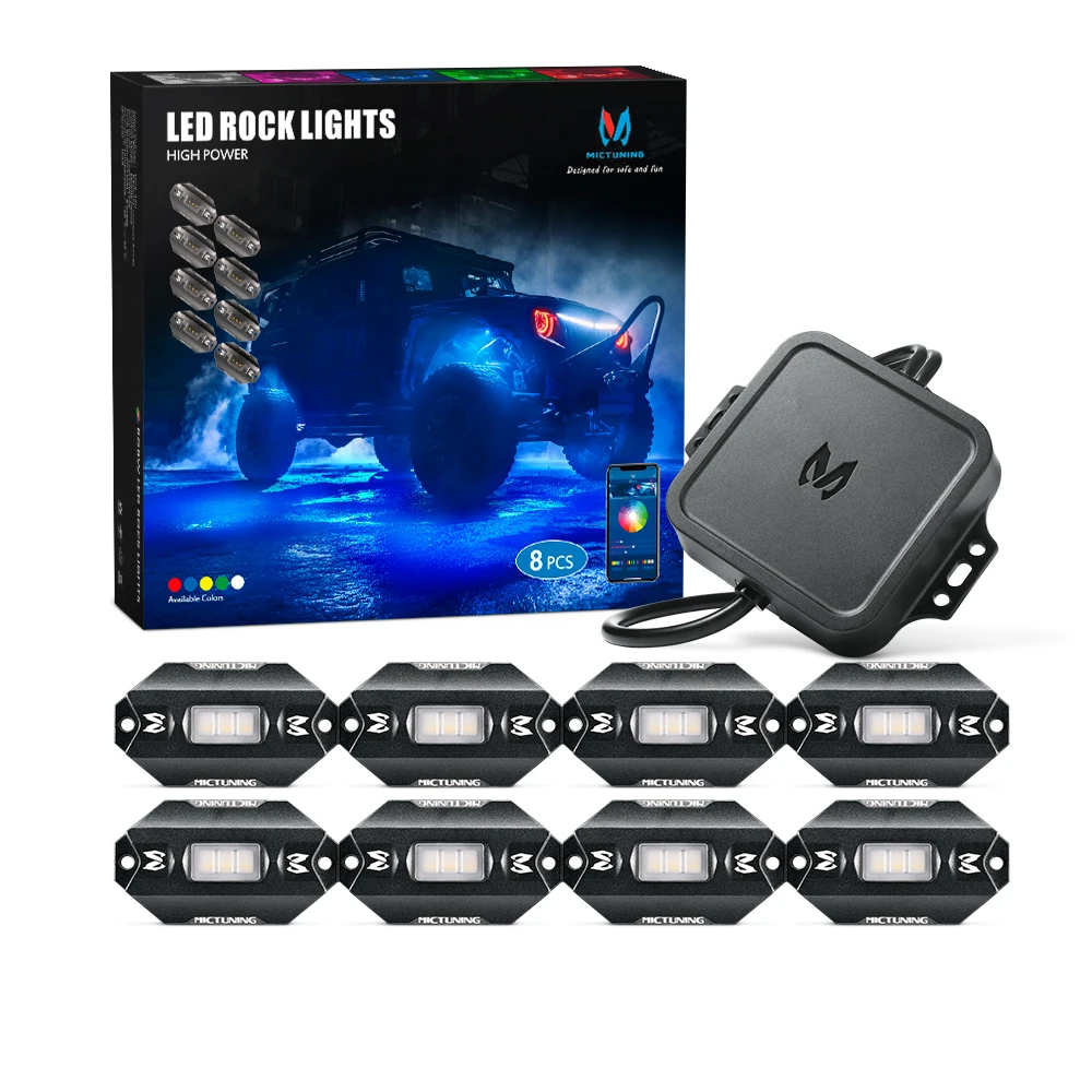 

MICTUNING C1 8 Pods RGBW LED Rock Light-разноцветная блестящая фотовспышка с Bluetooth-контроллером и музыкальным режимом