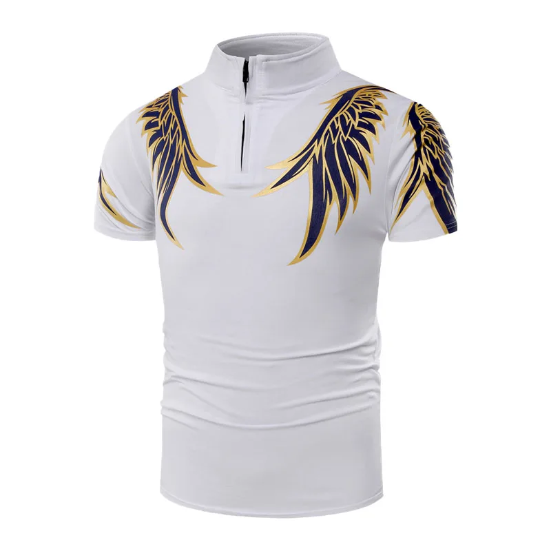 

Fashion Men's POLO Shirt Cool Print Short Sleeve T-Shirt Men's Stand Collar Top