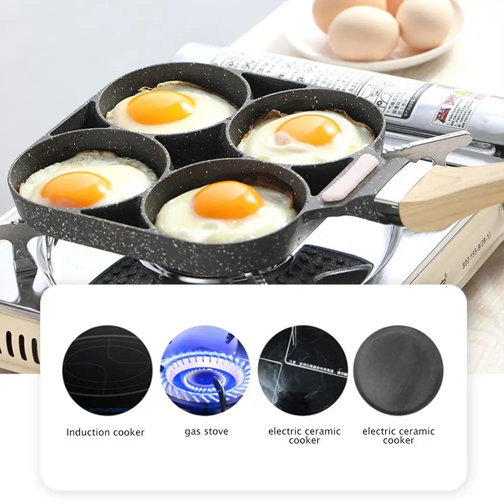 

Making Aluminum Alloy Frying Pan For Eggs Four Hole Frying Pan Frying Hamburger Kitchen Accessories