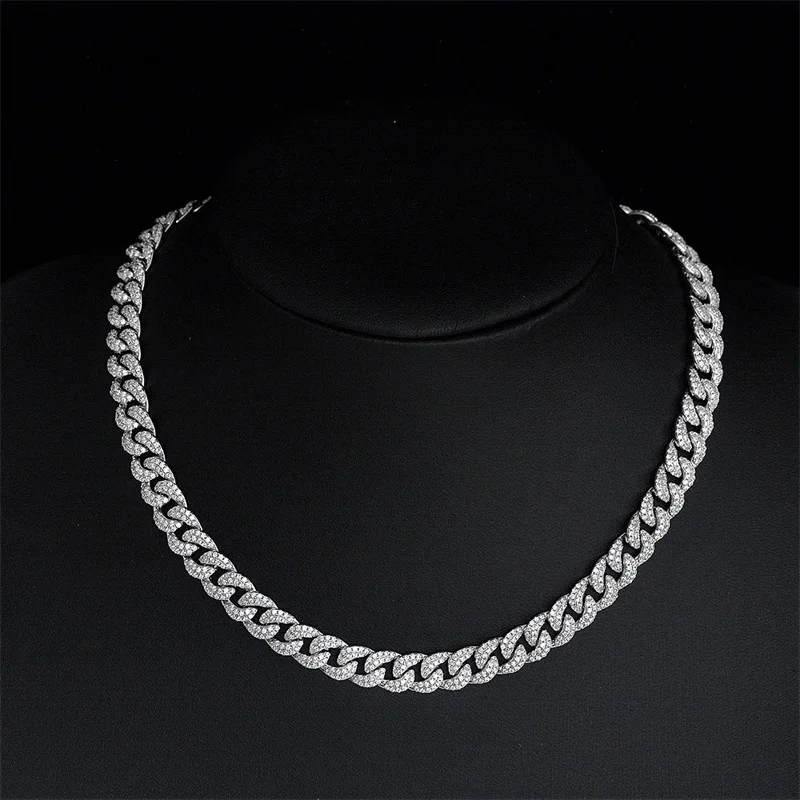 

Модное дизайнерское ожерелье из стерлингового серебра 925 пробы Bling хип-хоп, Кубинский Цепочка Ожерелье