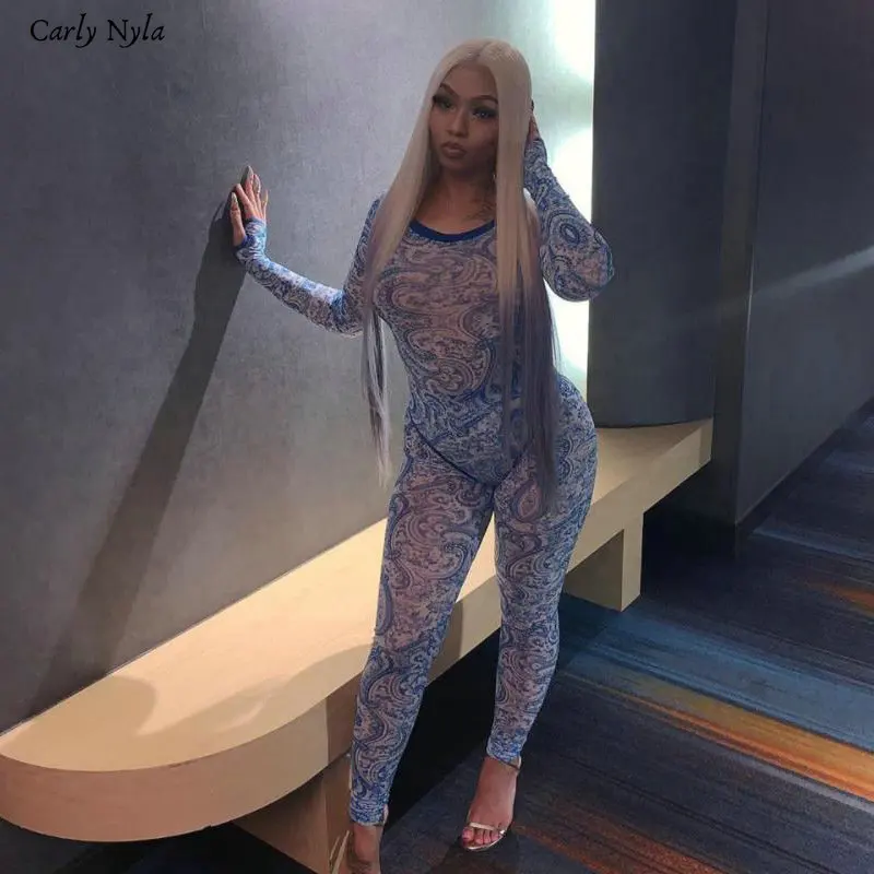 Женский комплект из двух предметов CarlyNyla облегающее прозрачное боди с длинным