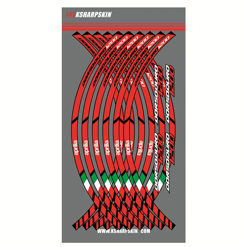 

12X motorcycle outer ring sticker stripe wheel accessories decorative reflective decals for APRILIA DORSODURO1200 dorsoduro 1200