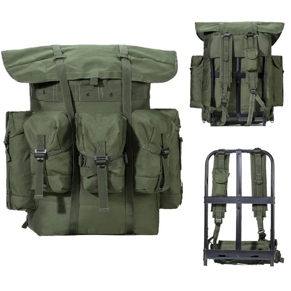 

Akmax Military Tactical Backpack Surplus Alice Pack Army Survival Combat Field Rucksack 50-70L Backpack For Men with Metal Frame