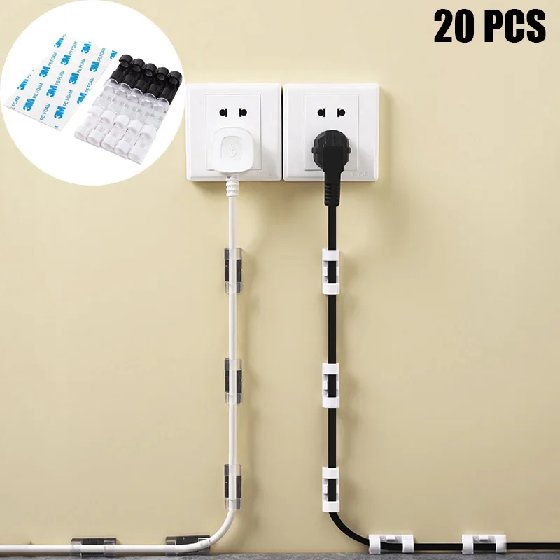 

5/20PC Cable Organizer Clips Cable Management Desktop & Workstation ABS Wire Manager Cord Holder USB Charging Data Line Winder