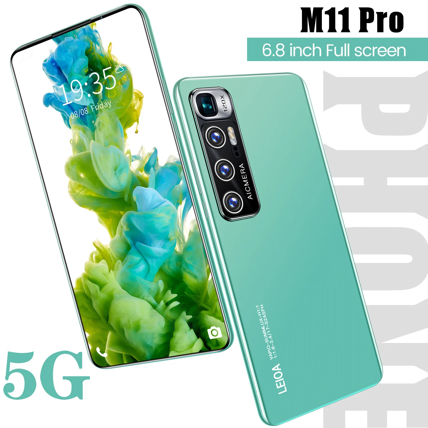 

M11 Pro 6.8 Inch 8+256GB Dual SIM+Micro SD Andriod 10.0 Smart Phone MTK6889 Global Version 10 Core 5600mAh 24+48MP Mobile Phone