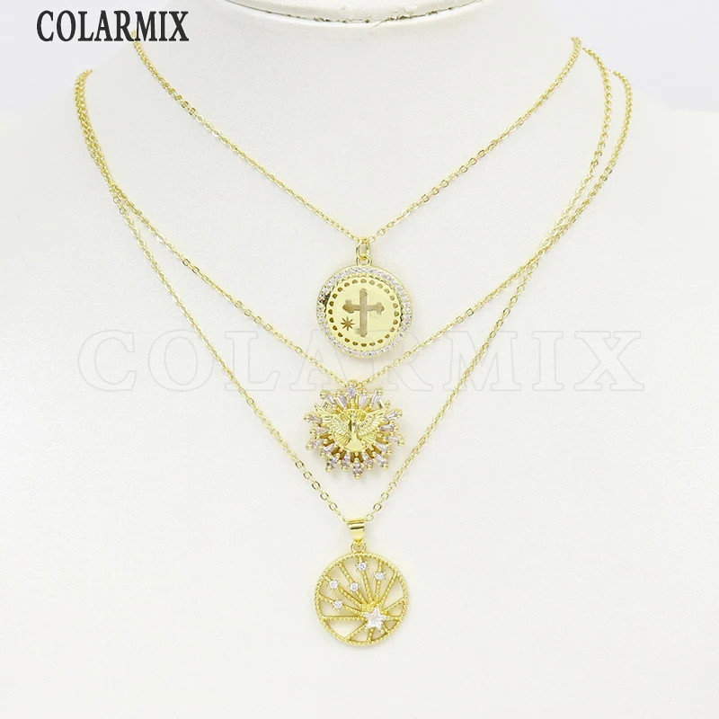 

8 шт. модные ювелирные изделия ожерелье с Цирконом ожерелье с кулоном позолоченное золото 18 карат ожерелье ювелирные изделия ожерелье 7644