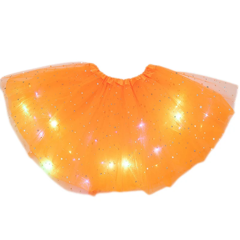 

Newly Magic Light Princess LED Dancing Skirt Luminous Christmas Party Stage Tulle Ballet Children Girl DO99