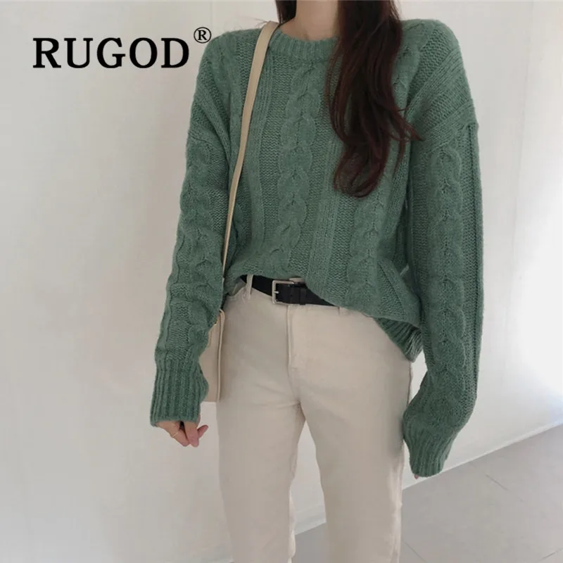 RUGOD 2019 Auturm теплый женский свитер модный длинный рукав витой пуловер корейский шик