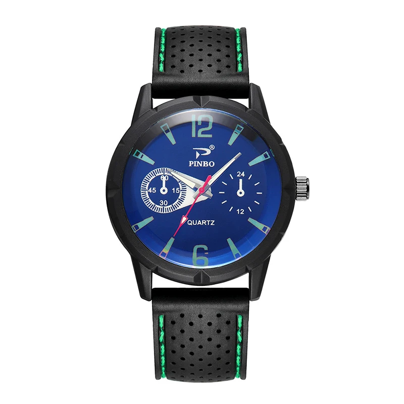 Настоящий силиконовый ремешок Мужские кварцевые наручные часы роскошный