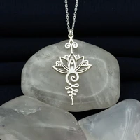 unalome pendant necklace hippie necklace unalome necklace with lotus flower yoga jewelry