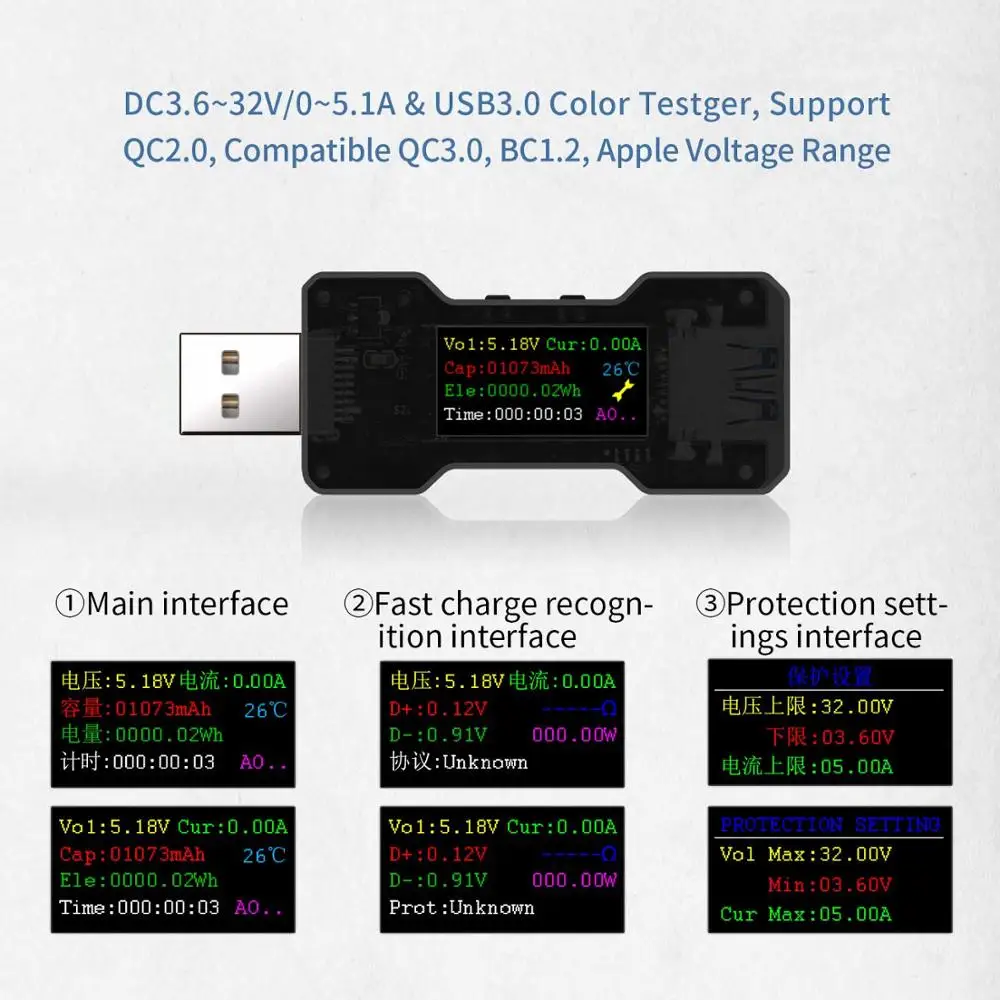 FNB18 USB цифровой вольтметр постоянного тока амперметр измеритель напряжения