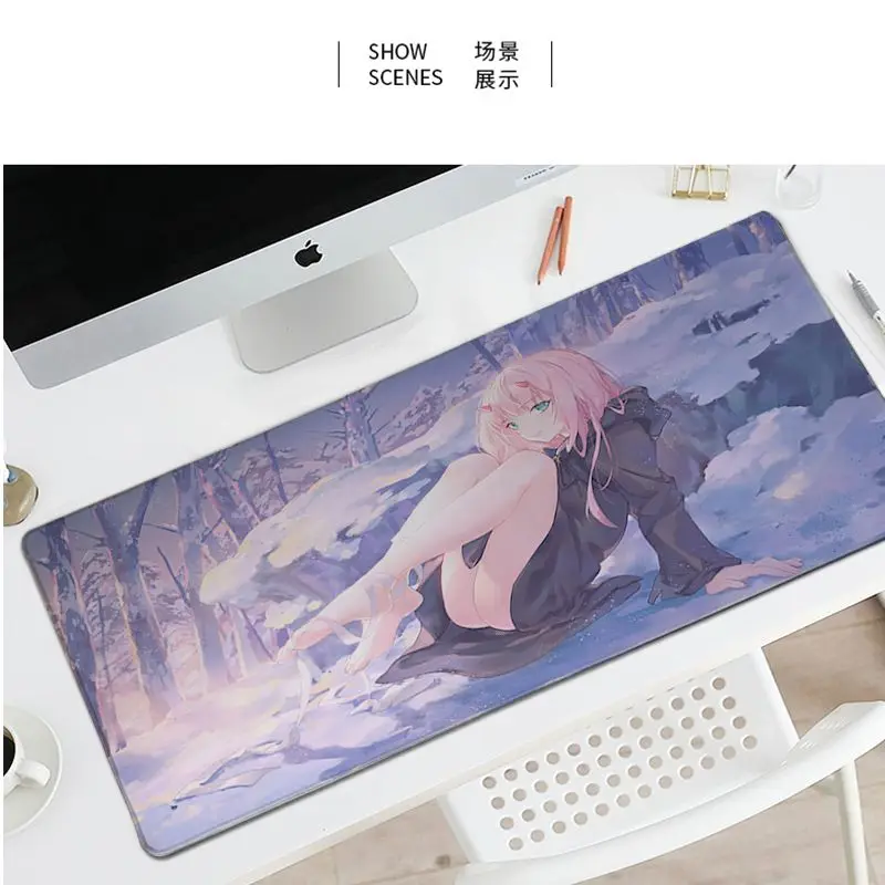 

Darling In The FranXX Girl Anime Gaming Mouse Pad Locking Edge Non-slip 60x30cm Kawaii Large XL Laptop Notebook Desk Mat