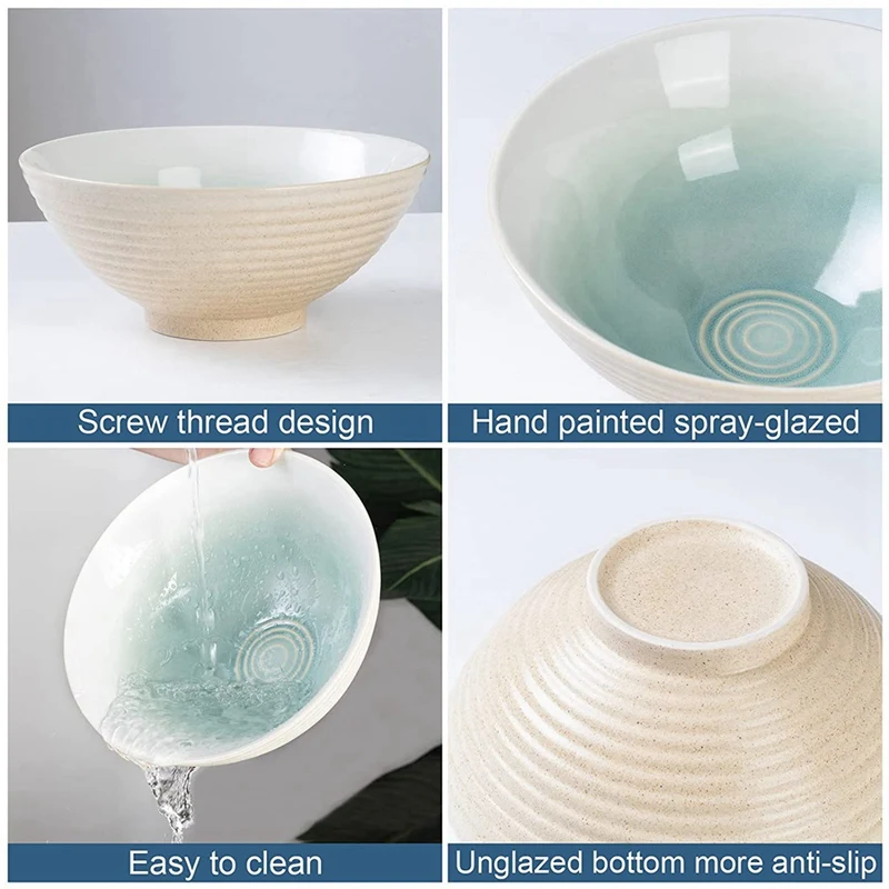 Керамическая японская миска для рамен 8 дюймов лапши с ложкой и палочками | Дом