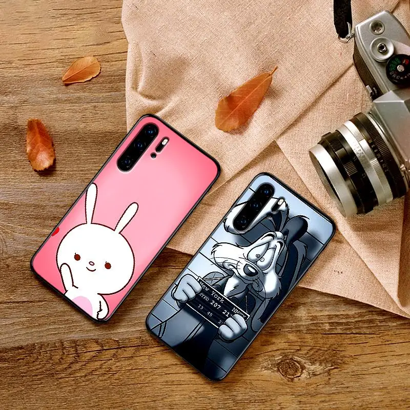 Силиконовые чехлы с рисунком белого кролика черного цвета для huawei Y6 Y7 Y9 Prime 2018 2019