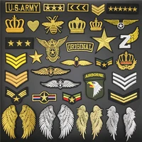 crown us army badge iron on patches for clothing military stickers on clothes appliques embroidery wing stripes for backpack