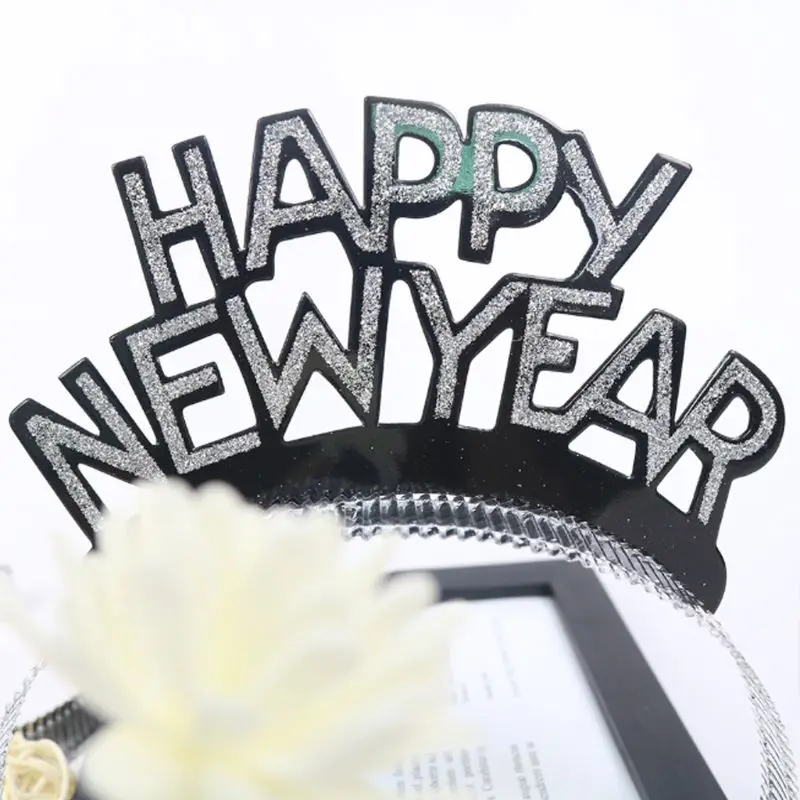 Ободок для волос детей и взрослых с новым годом 2020 золотистый серебристый