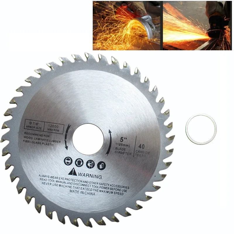 

5 Inch 40T Circular Saw Blade Wood Cutting Disc For Metal Chipboard Cutter 1" Bore 40 Teeth Multitool Power Tool For Angle Grind