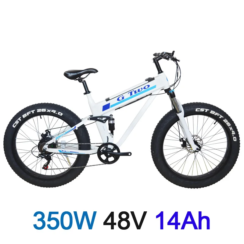 White 350W 14A 26 дюймов Электрический велосипед Fat Tire Электрический горный велосипед, 350 Вт/500 Вт мотор, 48 В 14Ah литиевая батарея, доступны двойные батареи - Цвет: White 350W 14A