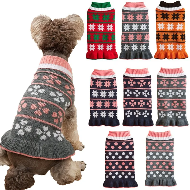 

Warm Dog Clothes for Small Medium Dogs Knitted Cat Sweater Pet Clothing for Chihuahua Bulldogs Puppy Costume Coat Winter