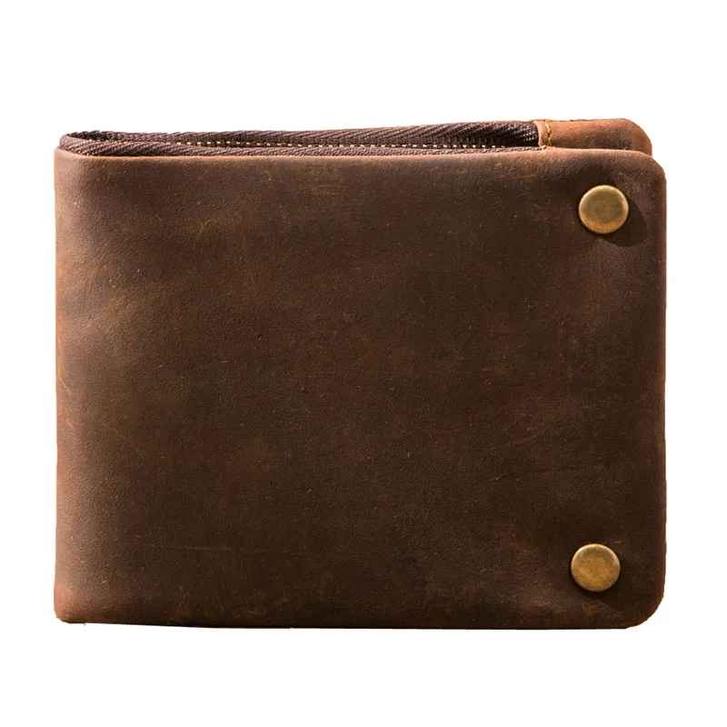 Мужской кожаный кошелек Crazy Horse короткий горизонтальный бумажник из натуральной